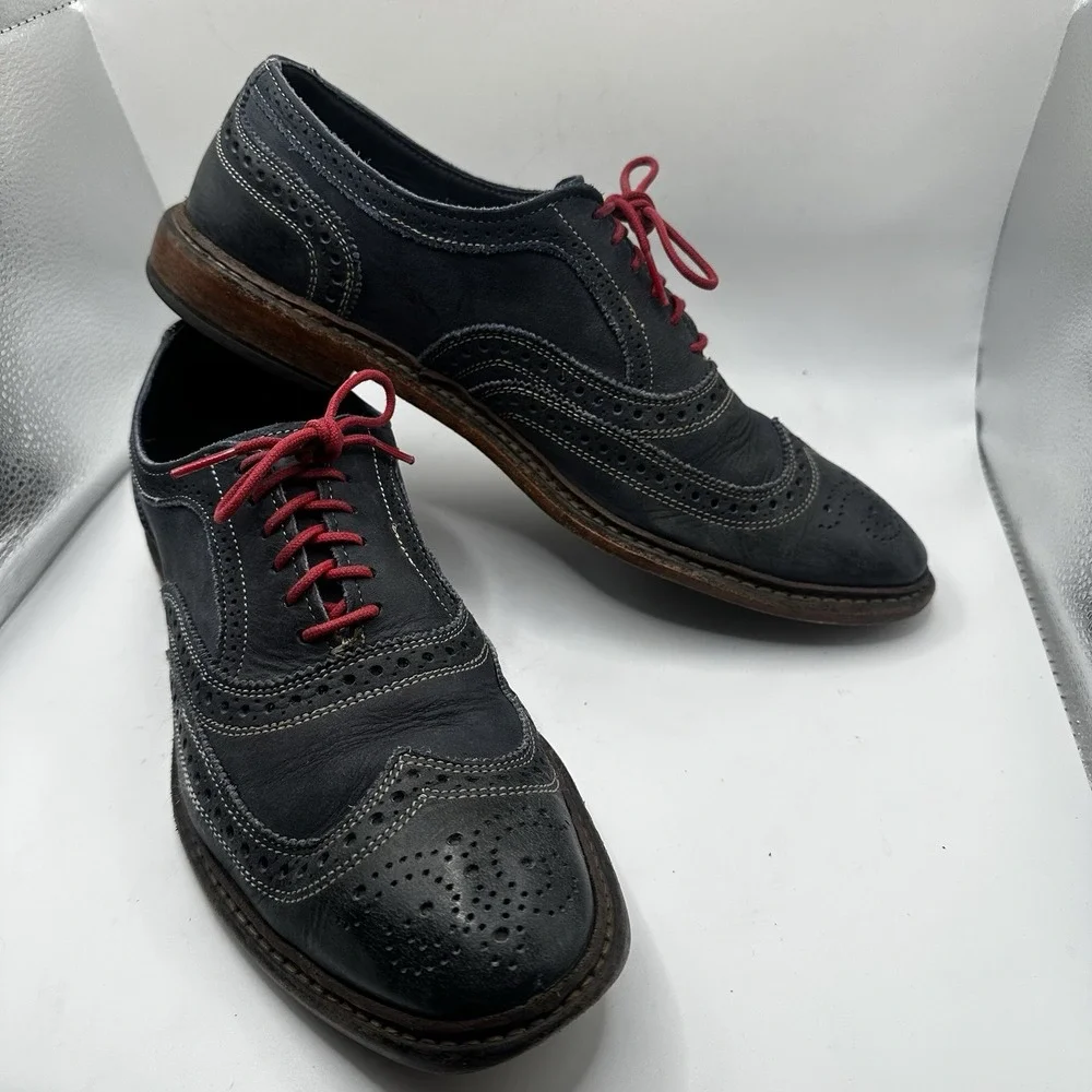 Allen Edmonds Neumok Blue Leather Wingtip Oxfords Dress Shoes Size 10.5 D 4065